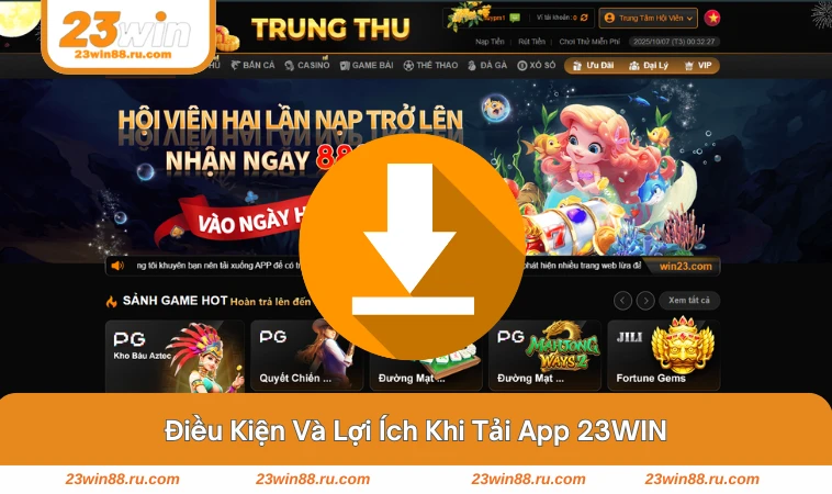 Giao diện app 23WIN trông rõ ràng và thân thiện trên điện thoại